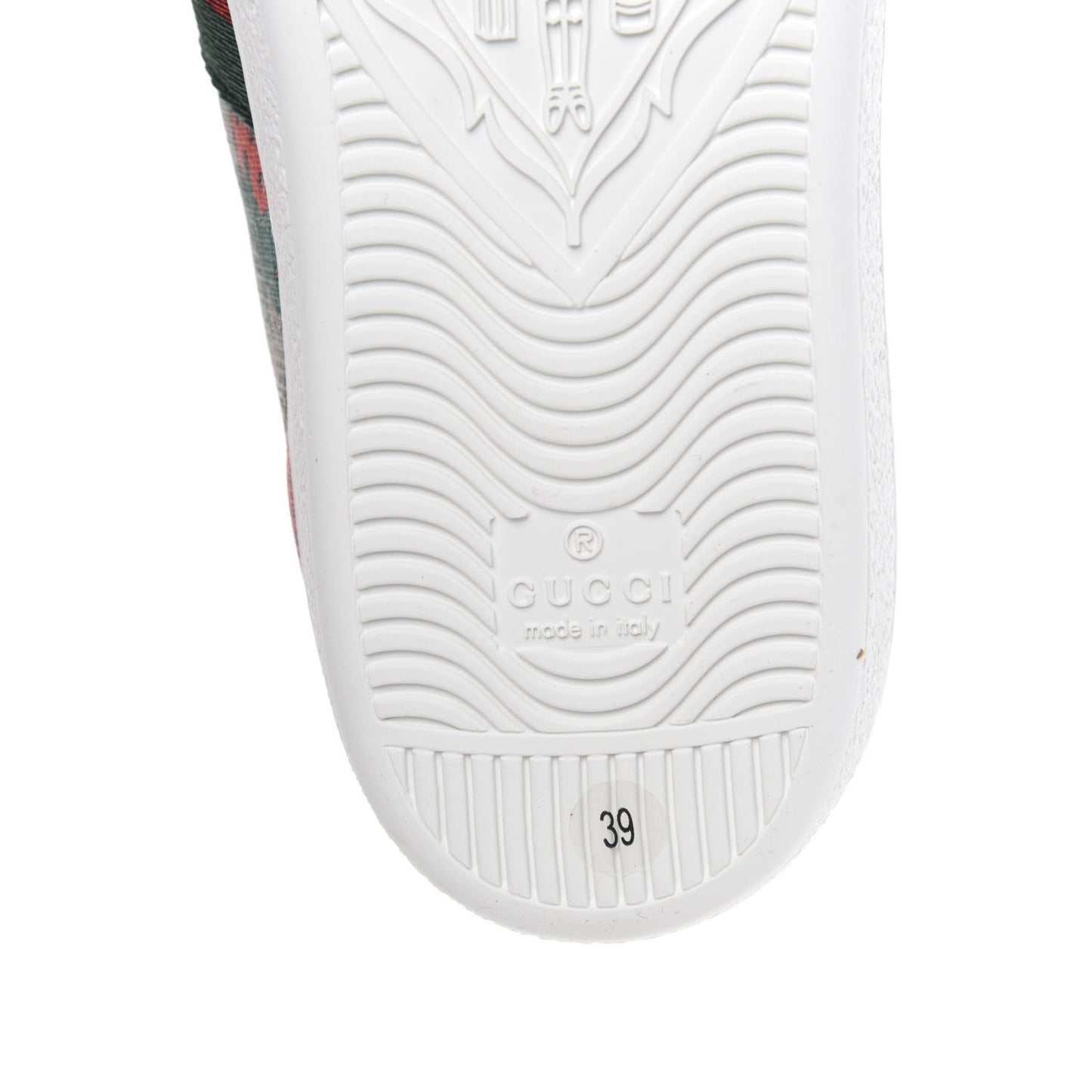 GG Supreme Monogram Strawberry Web Womens Ace Sneakers 39 Beige Multicolor Red Green