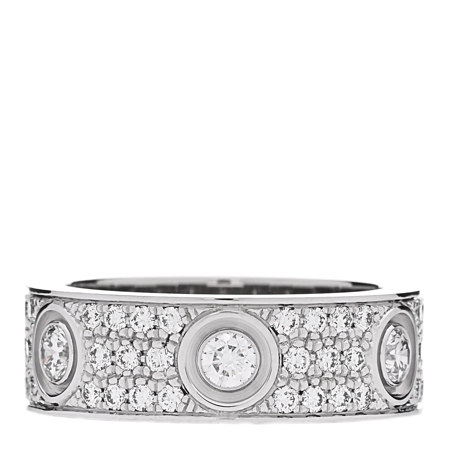 18K White Gold Diamond LOVE Paved Ring 52 6