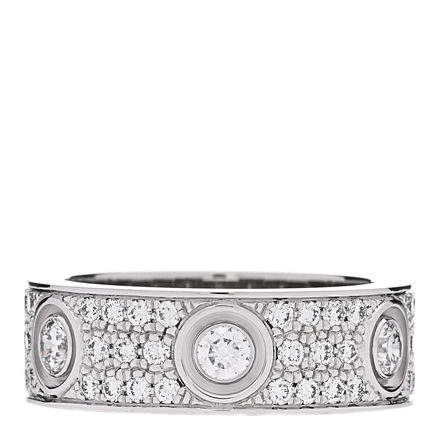 Cartier 18K White Gold Diamond LOVE Paved Ring 52 6 1 of 4