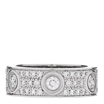 Cartier 18K White Gold Diamond LOVE Paved Ring 52 6 1 of 4