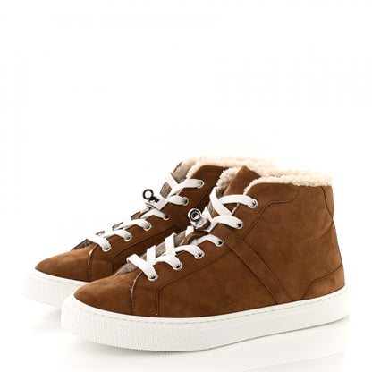 Hermes Suede Goatskin Woolskin Daydream Sneakers 38 Brun Fume Ecru 3 of 8