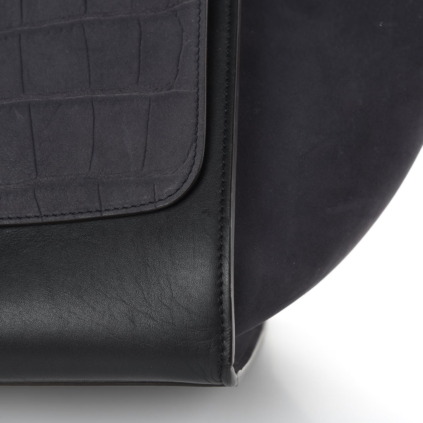 Nubuck Crocodile Embossed Small Trapeze Navy