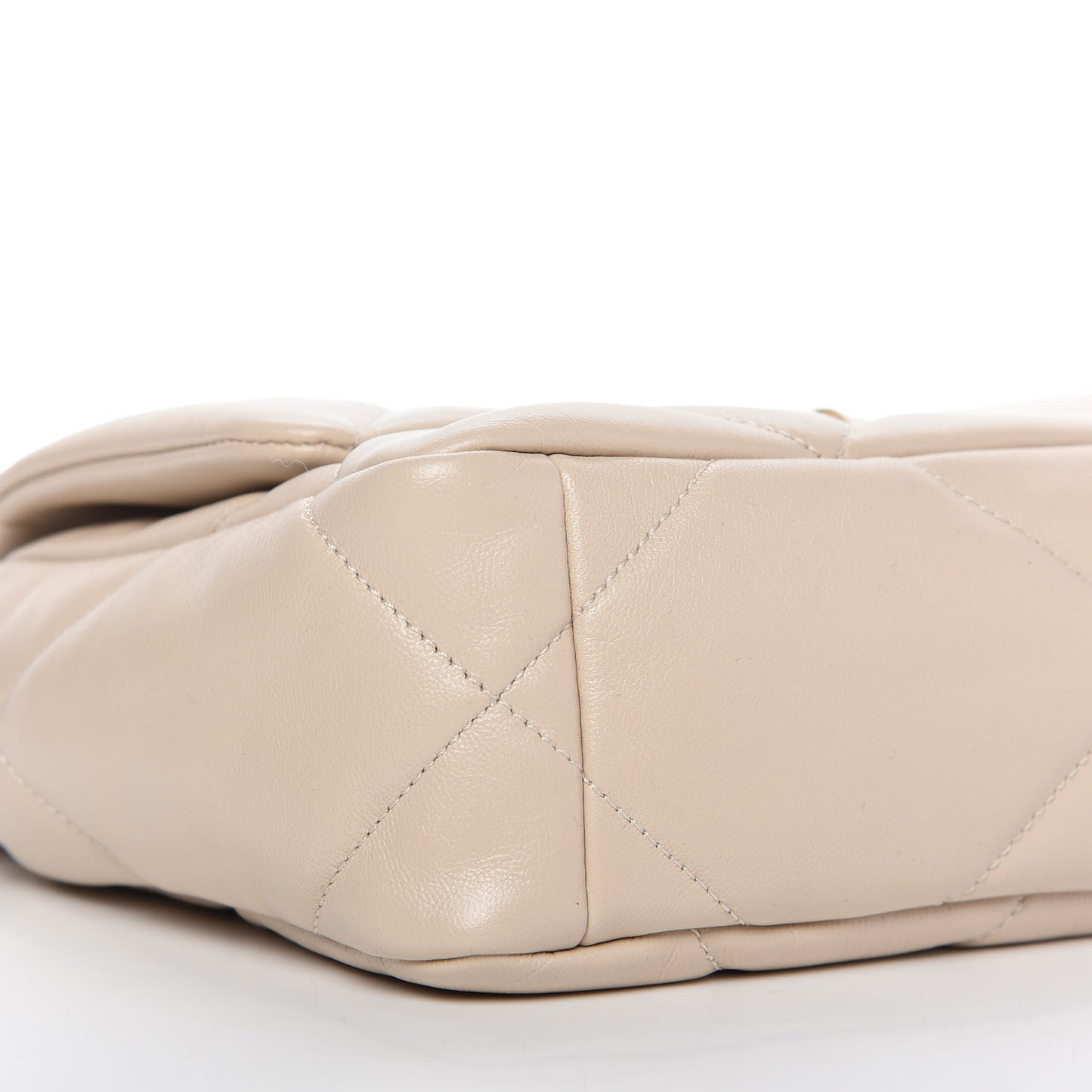Goatskin Quilted Medium 19 Flap Beige