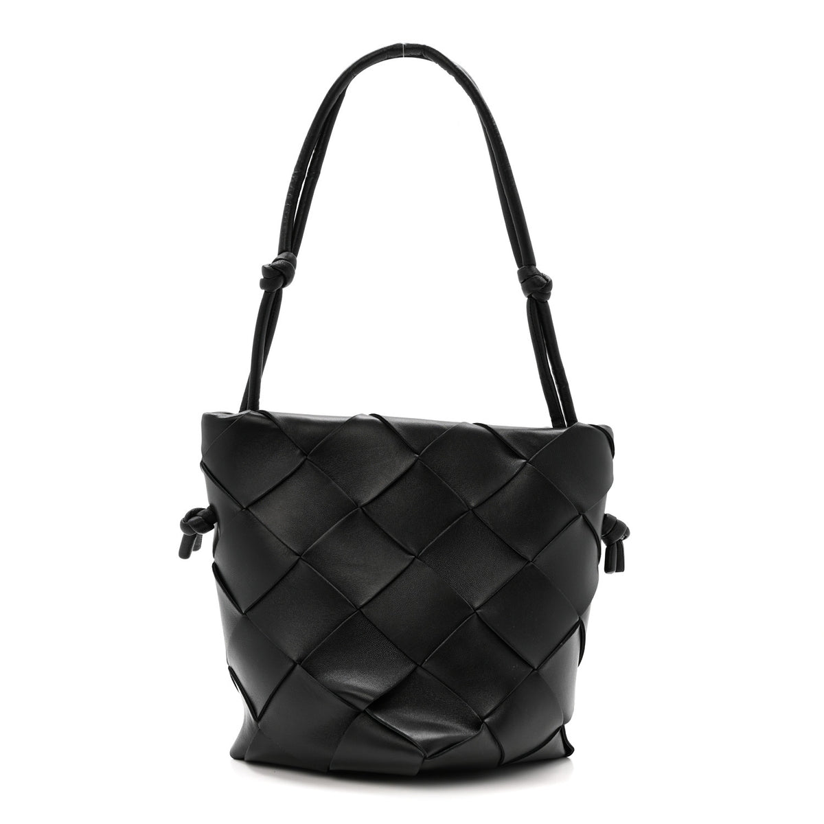 Bottega Veneta Nappa Maxi Intrecciato Clasp Bucket Bag Black 1 of 11