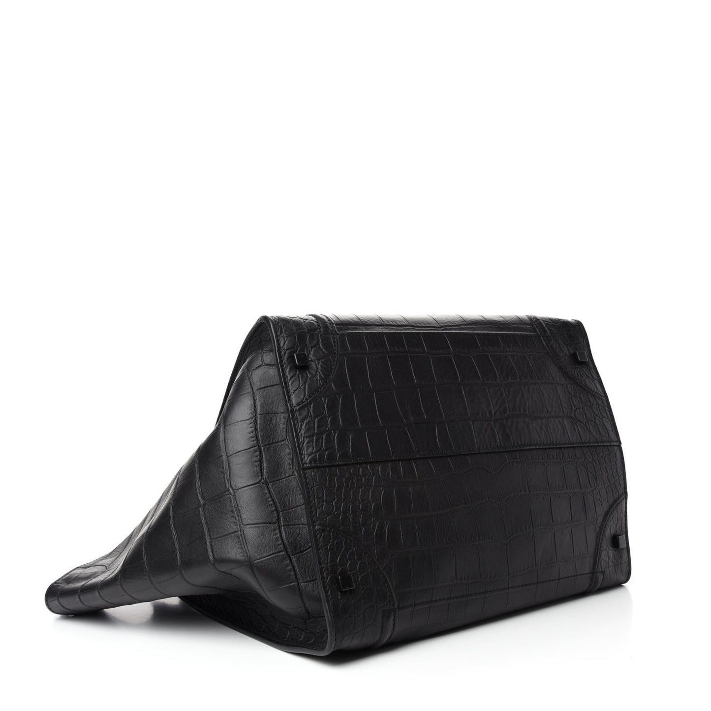 Crocodile Embossed Calfskin Large Phantom Luggage Black
