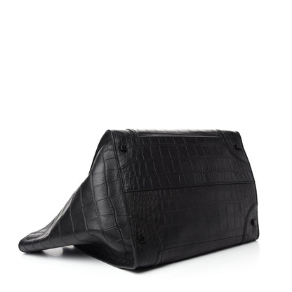 Celine Crocodile Embossed Calfskin Large Phantom Luggage Black 4 of 9