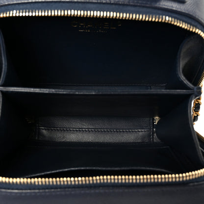 Chanel Caviar Quilted Small CC Filigree Vanity Case Navy 5 of 10