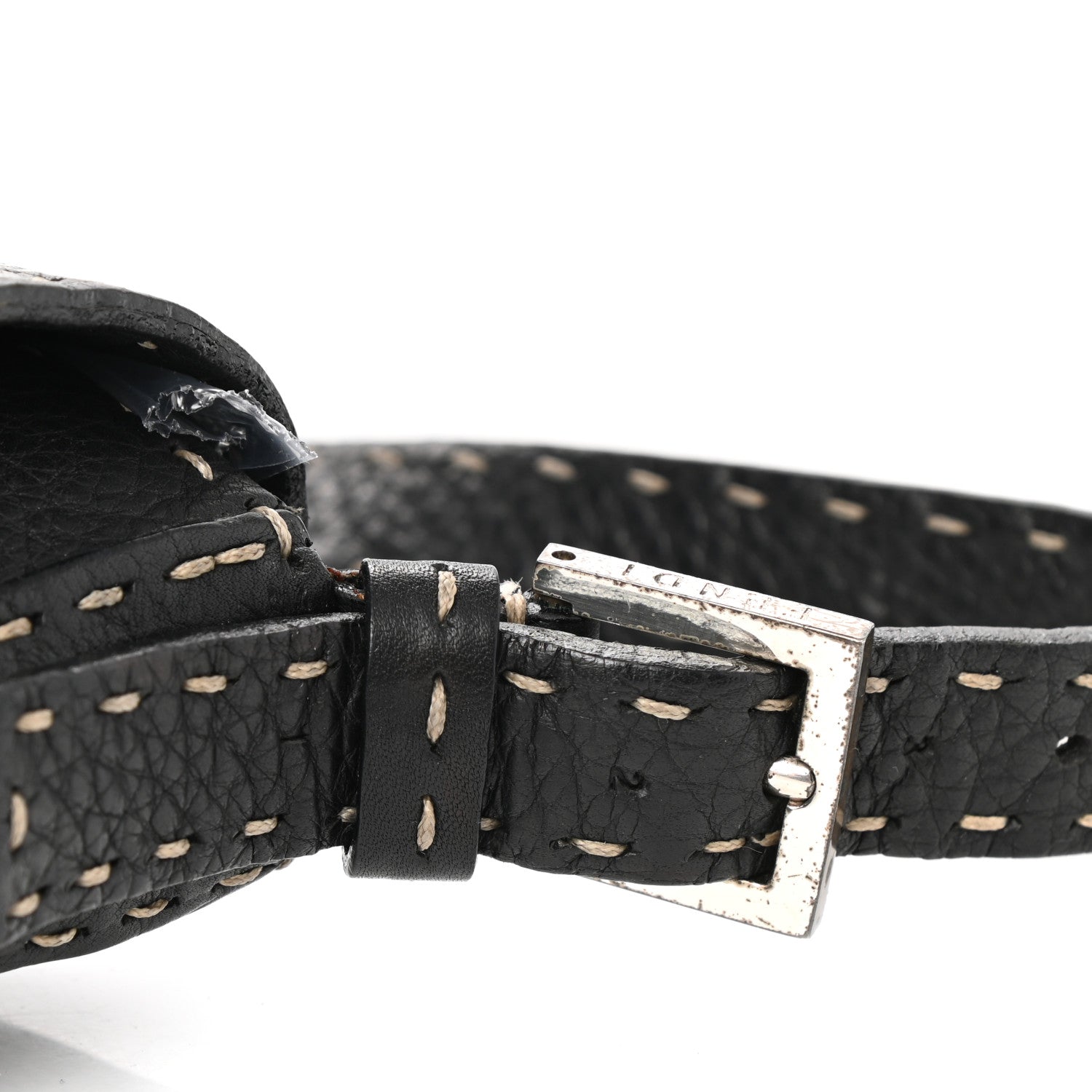 Fendi Calfskin Romano Selleria Baguette Black 11 of 13