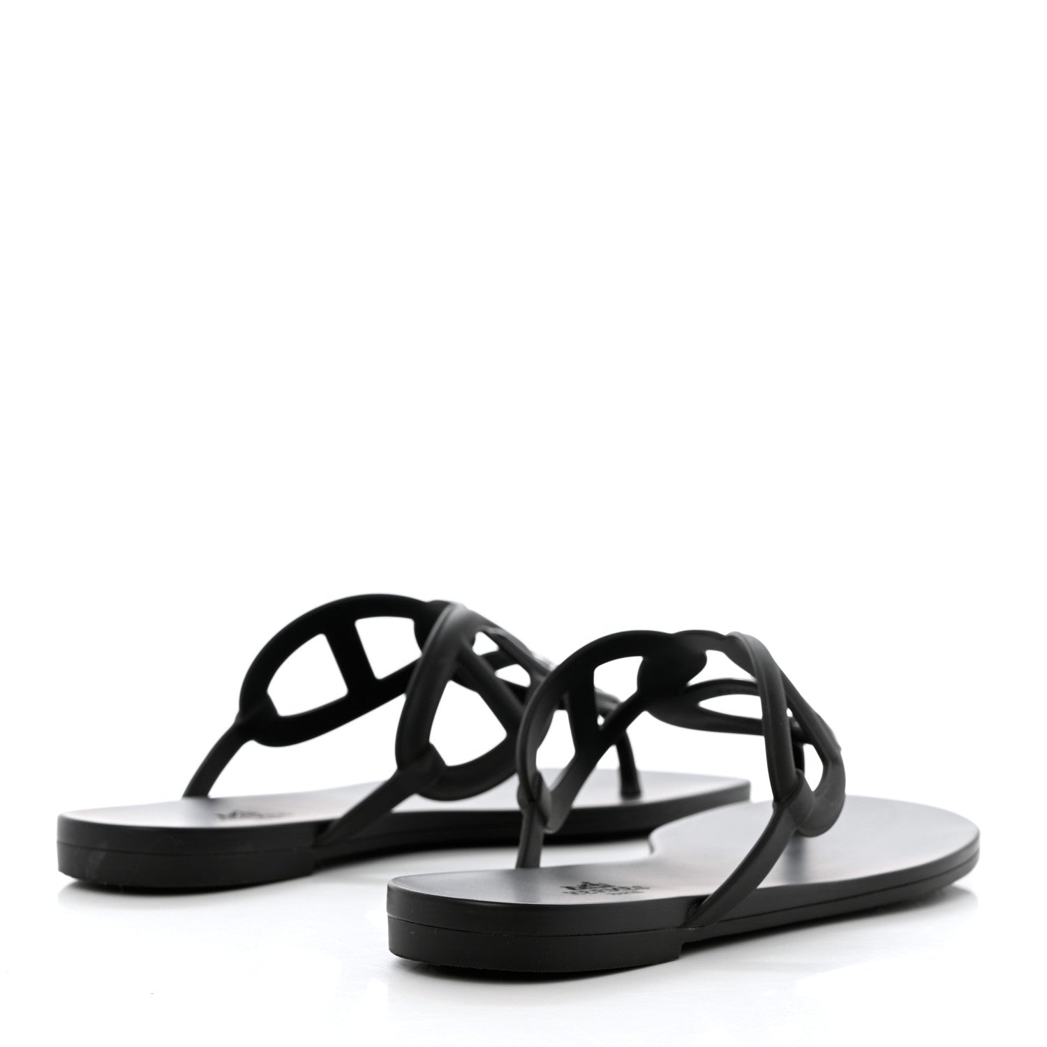 Hermes Rubber Womens Egerie Sandals 38 Black 4 of 11
