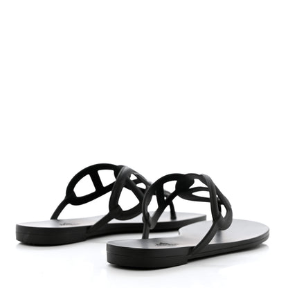 Hermes Rubber Womens Egerie Sandals 38 Black 4 of 11