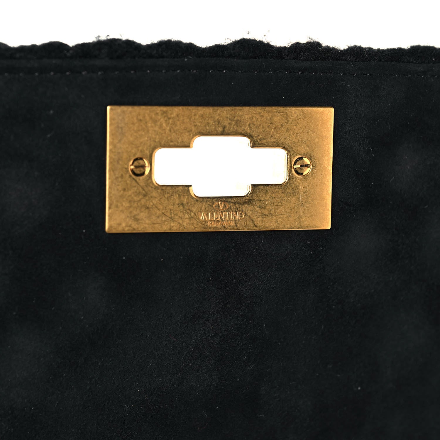 Valentino Garavani Cashmere Large Roman Stud Shoulder Bag Black 12 of 13