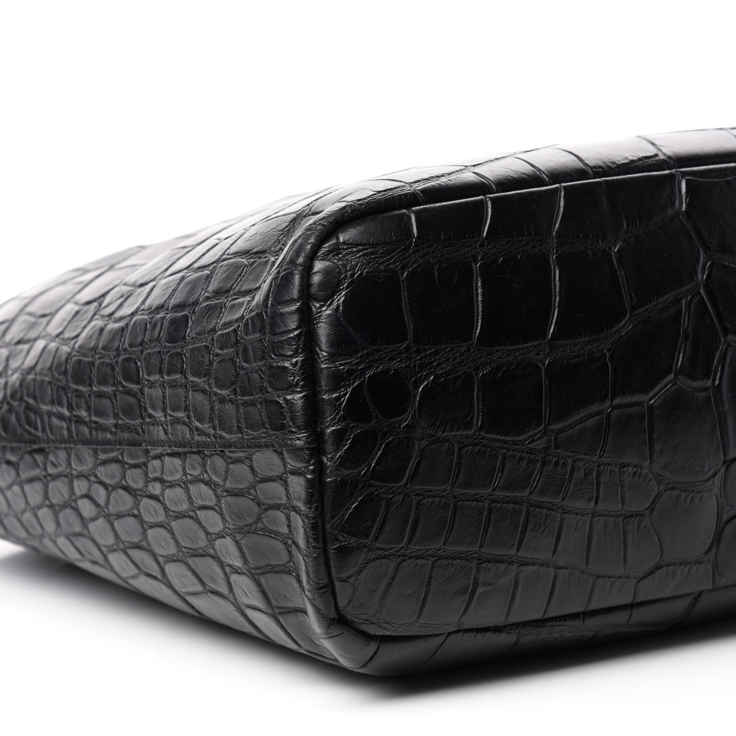 Calfskin Crocodile Embossed Medium Antigona Tote Black