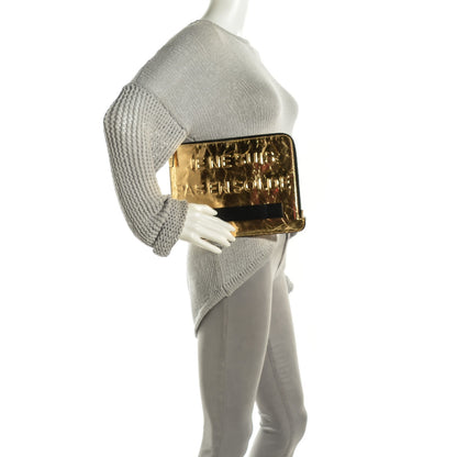 Chanel Metallic Lambskin Medium Je Ne Suis Pas En Solde Pouch Clutch Gold 2 of 7