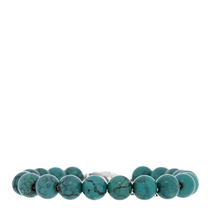 David Yurman DAVID YURMAN Sterling Silver Turquoise 8mm Spiritual Beads Adjustable Bracelet 1 of 3