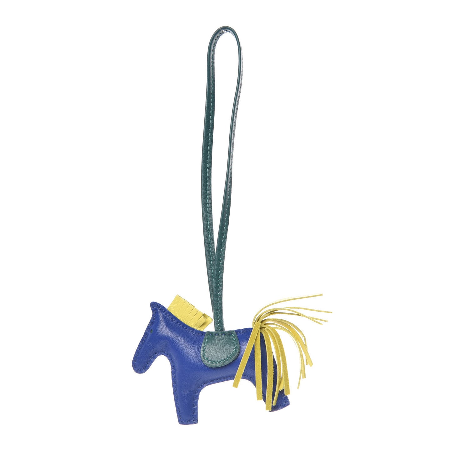 Milo Lambskin Grigri Rodeo Horse Bag Charm PM Bleu Electrique Lime Malachite