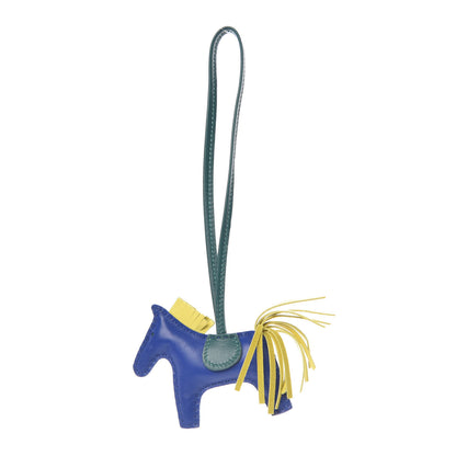 Hermes Milo Lambskin Grigri Rodeo Horse Bag Charm PM Bleu Electrique Lime Malachite 1 of 5