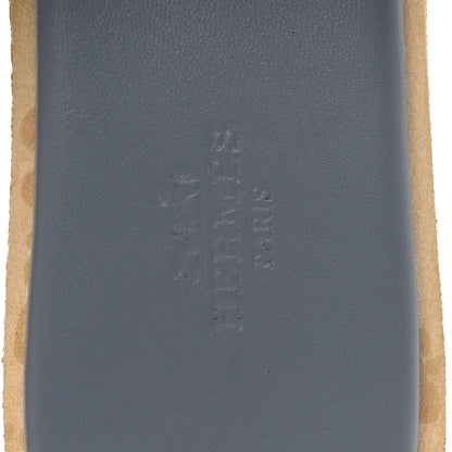 Hermes Suede Goatskin Cork Eze 30 Sandals 37 Bleu Grignon 7 of 12