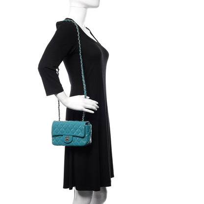 Chanel Patent Quilted Mini Rectangular Flap Turquoise 2 of 10
