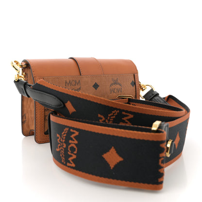 MCM Visetos Calfskin Monogram Mini Tracy Crossbody Bag Cognac 3 of 10