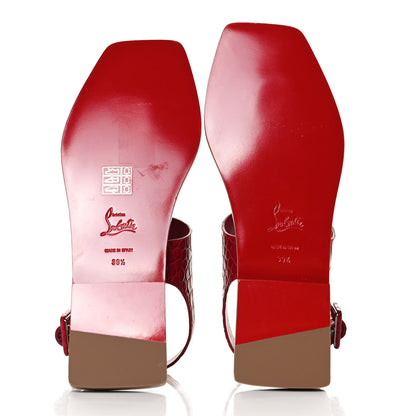 Christian Louboutin Calfskin Alligator Embossed Cubongo Flat Sandals 39.5 Persan 7 of 11