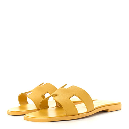 Hermes Epsom Oran Sandals 37 Jaune Sable 3 of 8