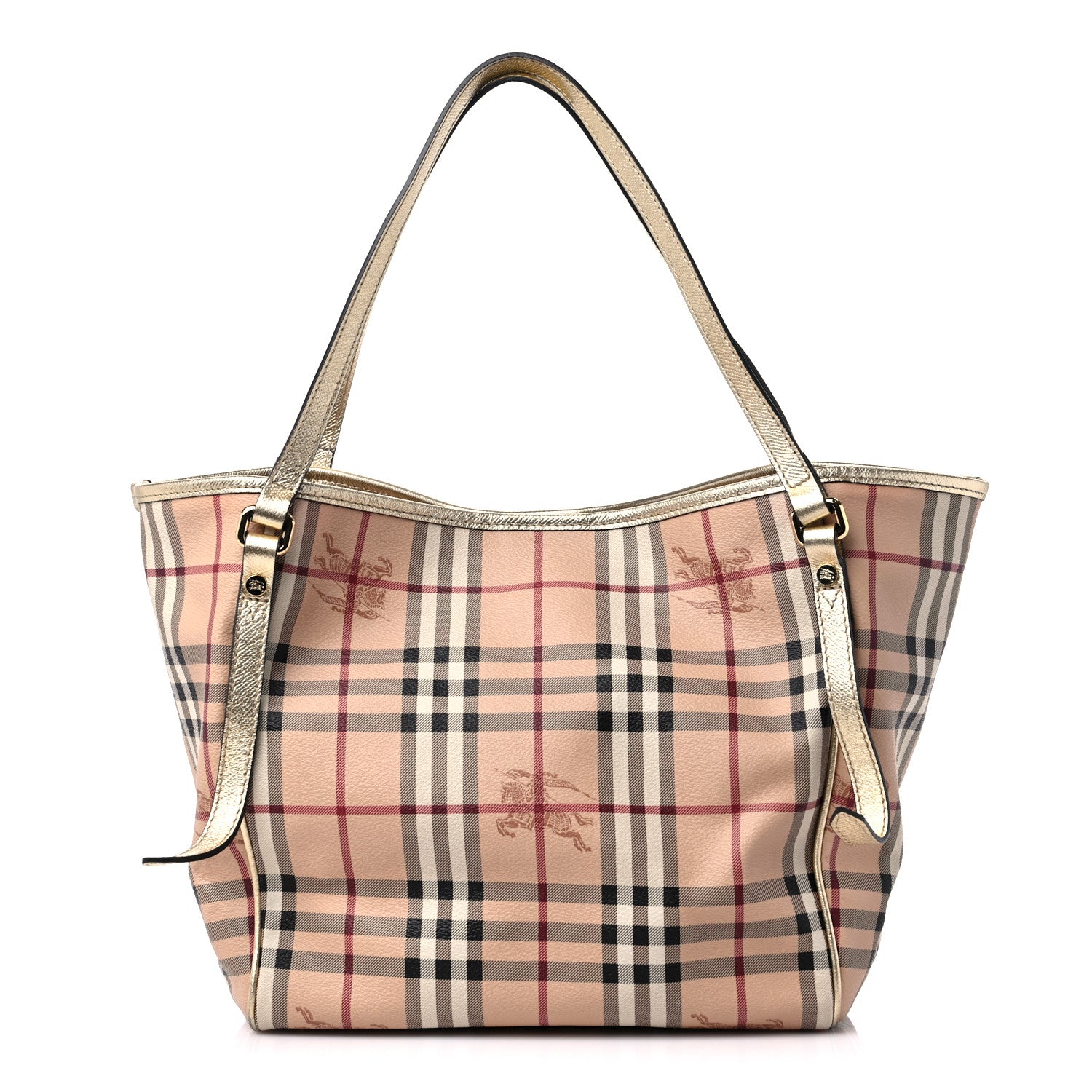 Burberry Haymarket Check Small Canterbury Tote Gold 1 of 10