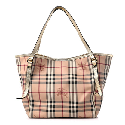 Burberry Haymarket Check Small Canterbury Tote Gold 1 of 10