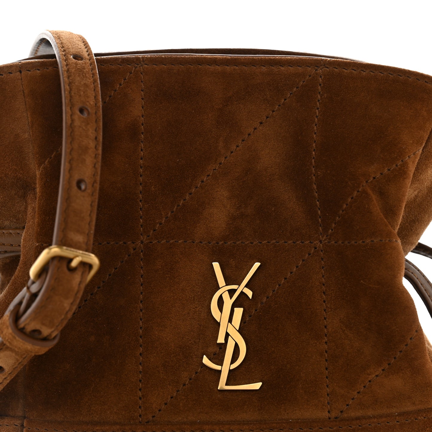Suede Calfskin Matelasse Monogram Mini Jamie Shoulder Pouch Bag Golden Leaf