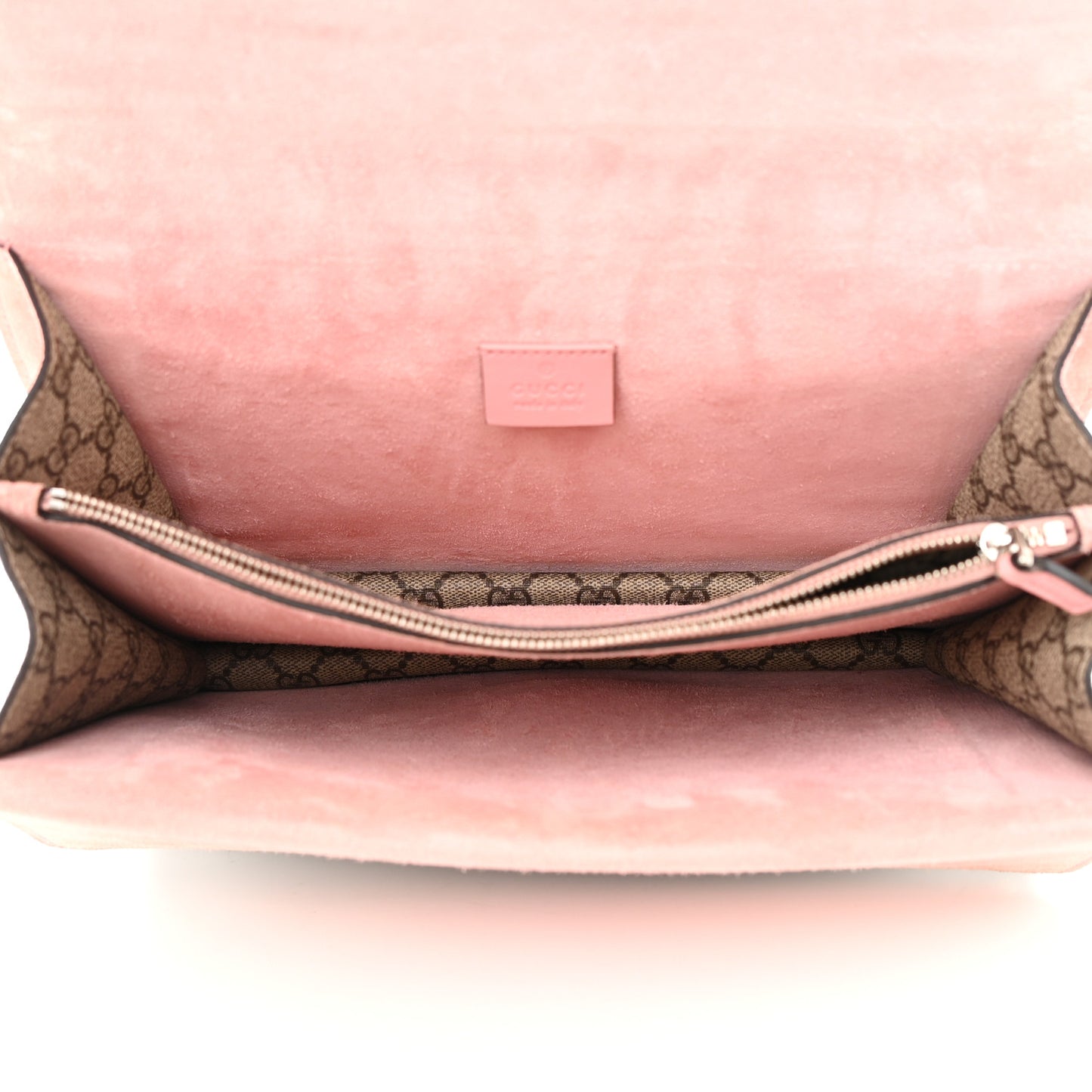 GG Supreme Monogram Suede Crystal Medium Dionysus Shoulder Bag Beige Ebony Light Peonia