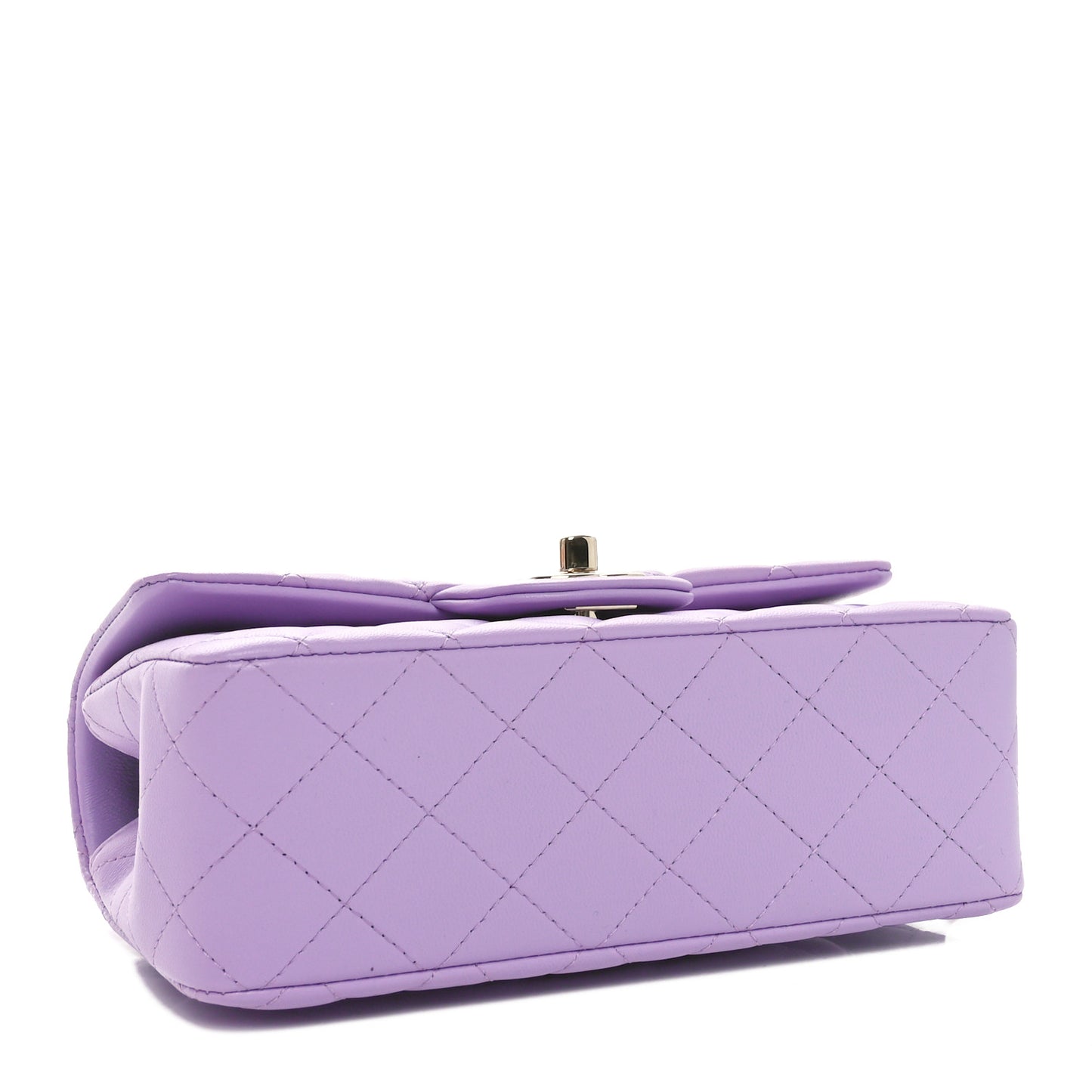Lambskin Quilted Mini Top Handle Rectangular Flap Light Purple