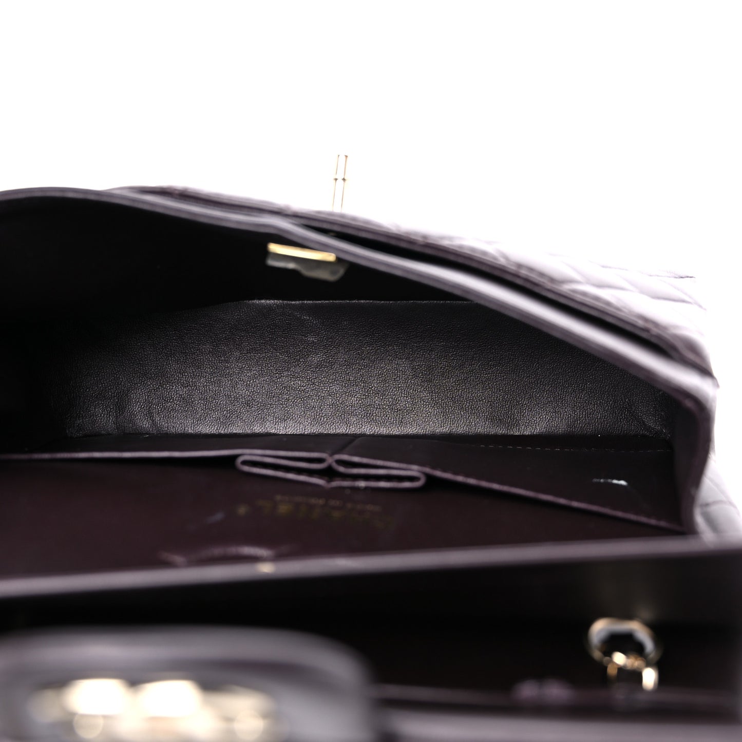 Lambskin Quilted Small Double Flap Dark Brown