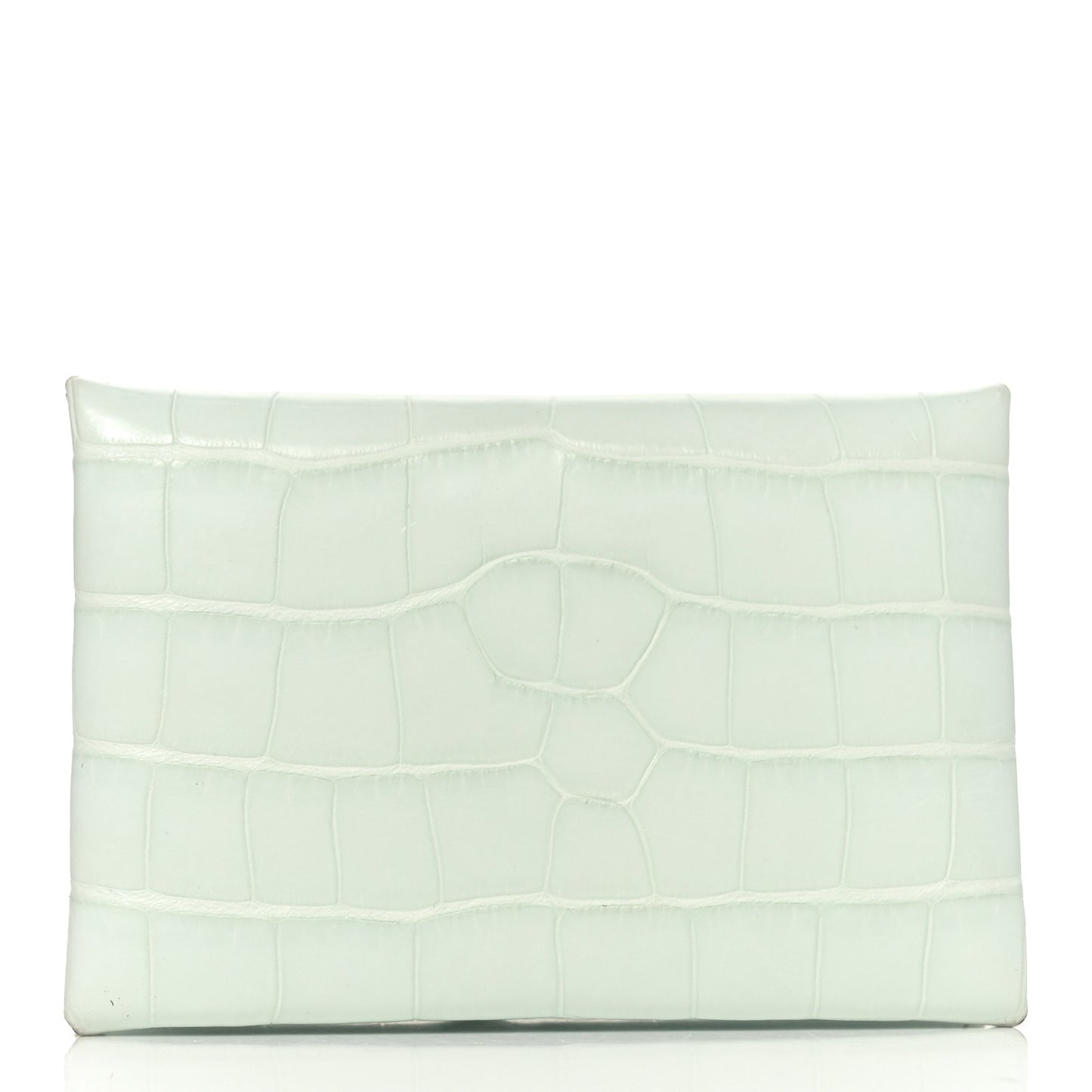 Matte Alligator Calvi Card Case Vert Peppermint