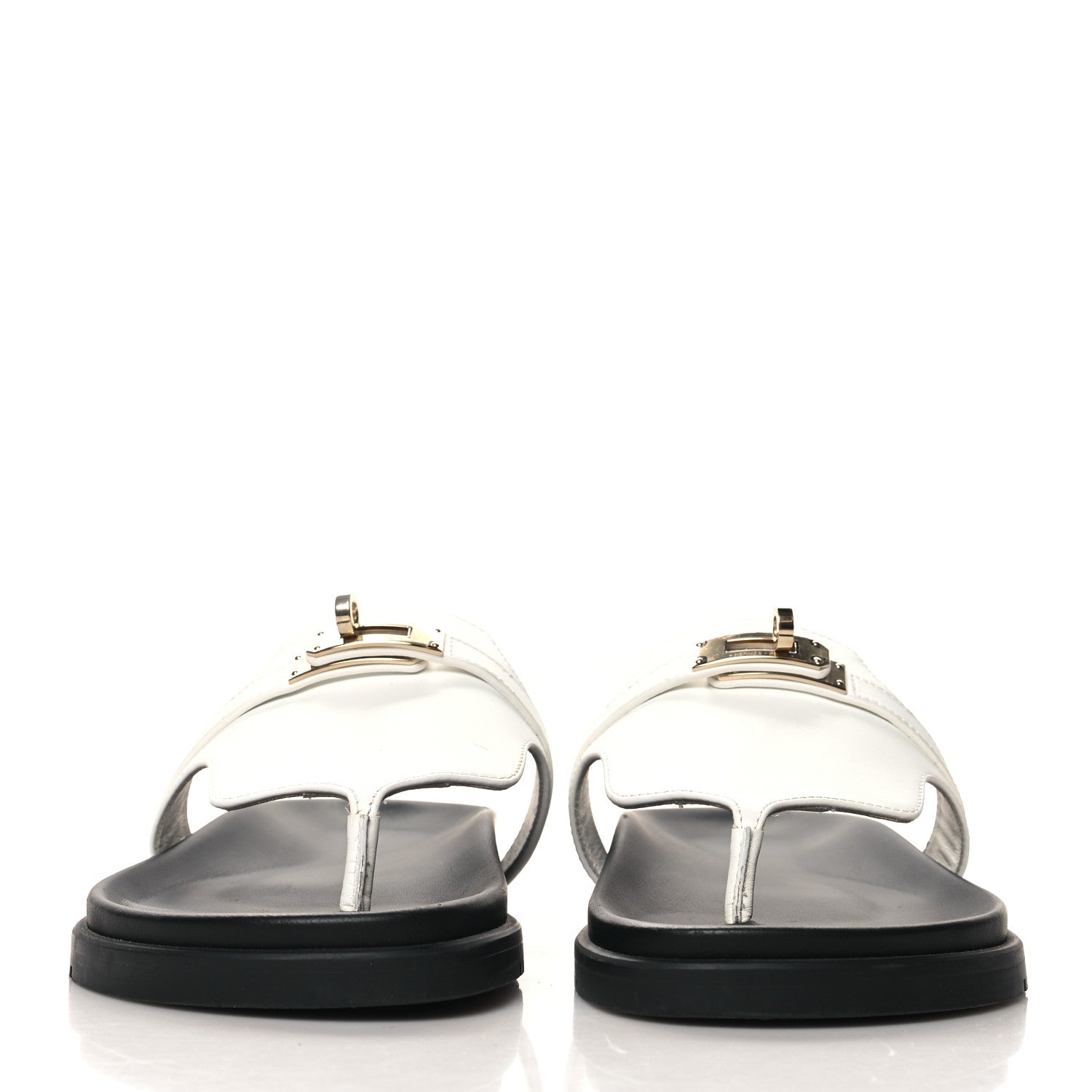 Hermes Calfskin Womens Empire Sandals 37 White 3 of 10