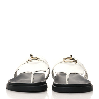 Hermes Calfskin Womens Empire Sandals 37 White 3 of 10