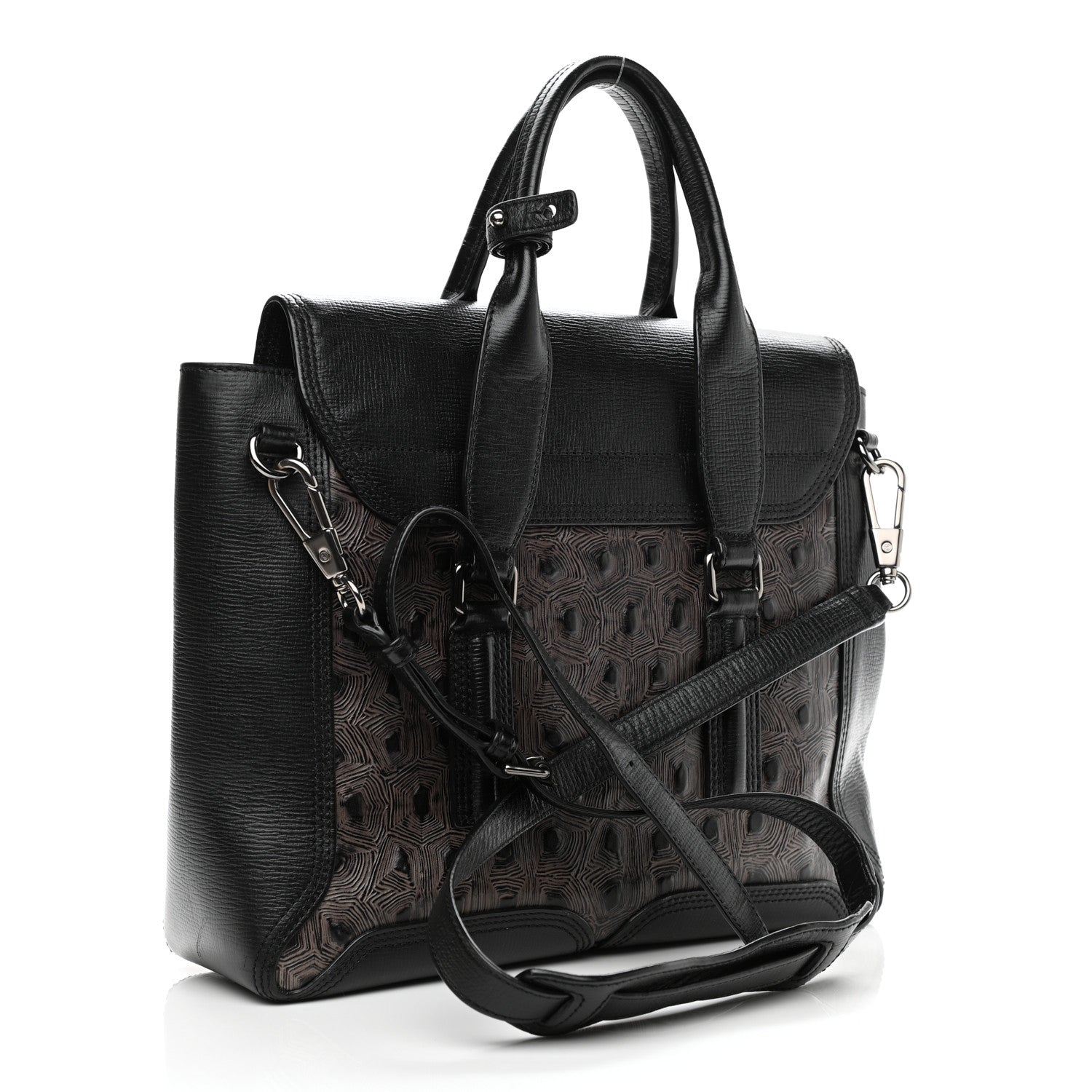 3.1 Phillip Lim Turtle Embossed Medium Pashli Satchel Black 2 of 10