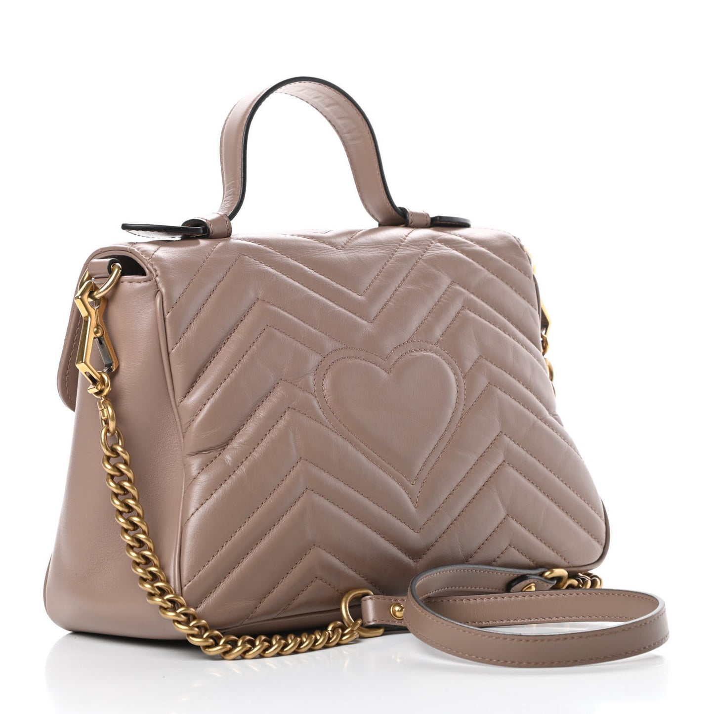 Calfskin Matelasse Small GG Marmont Top Handle Shoulder Bag Porcelain Rose