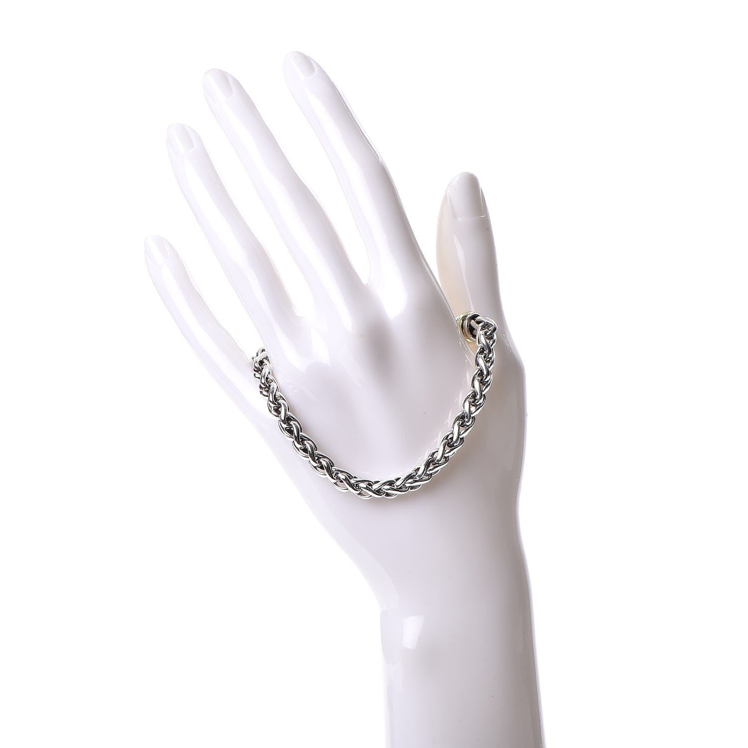David Yurman Sterling Silver 14K Yellow Gold 6mm Wheat Chain Bracelet 2 of 4
