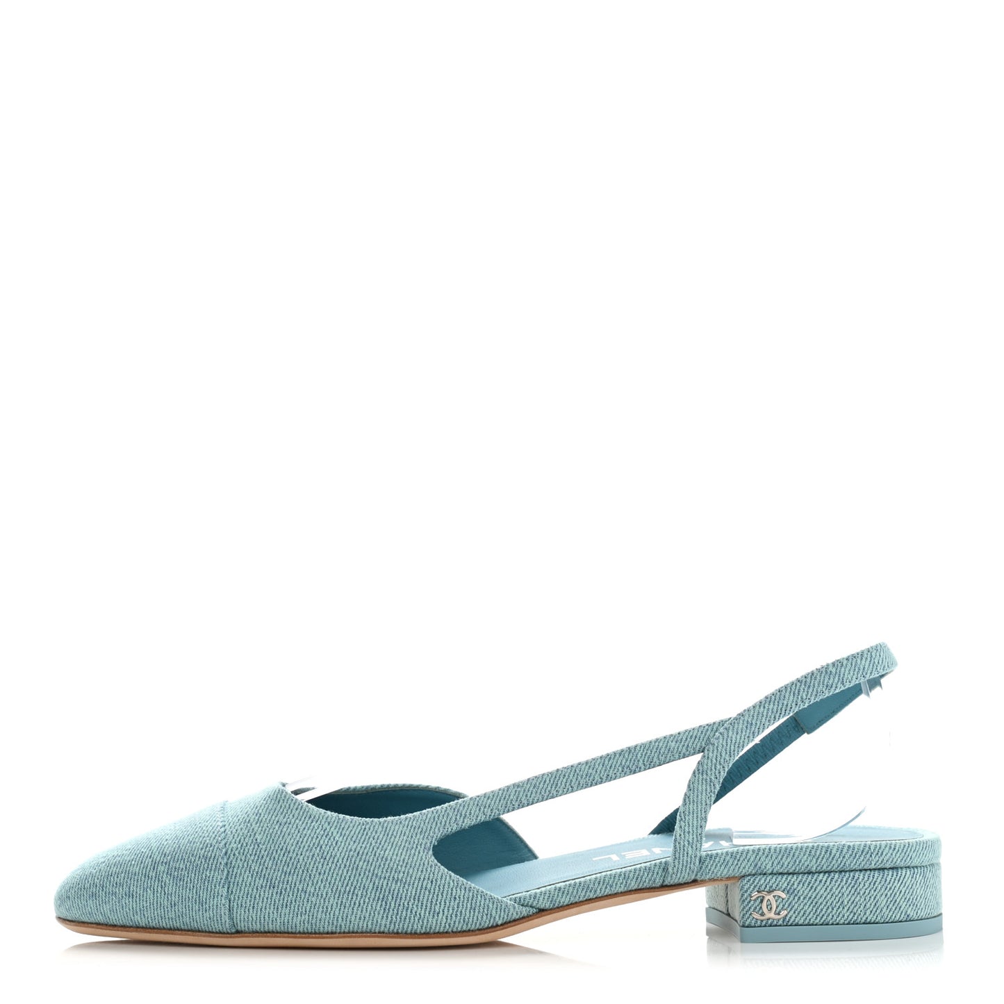 Denim Cap Toe CC Slingback Flats 38 Blue