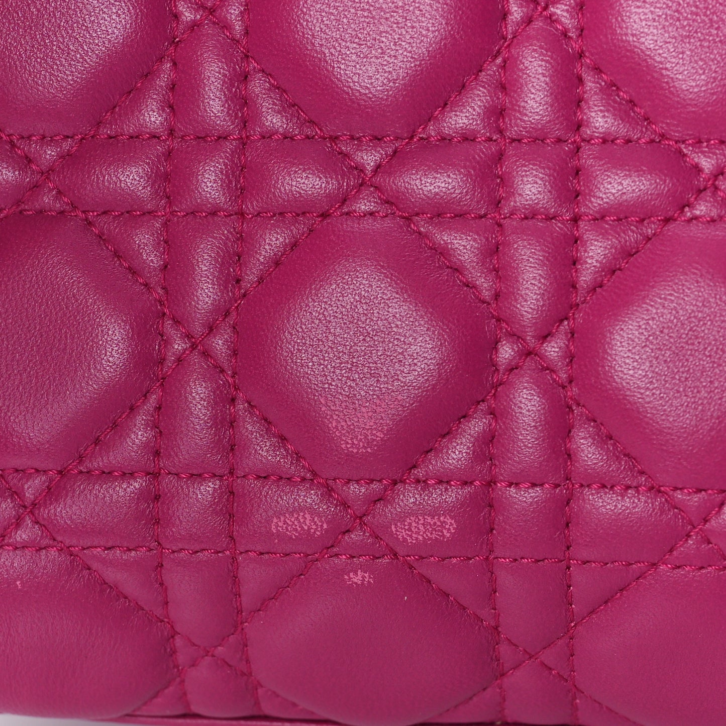 Lambskin Cannage Medium Lady Dior Fuchsia