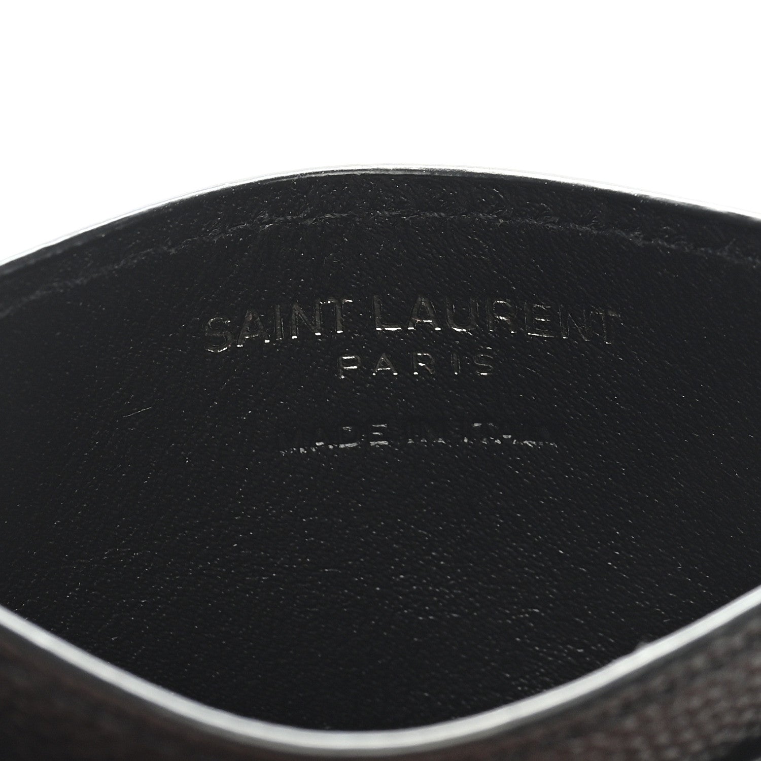 Saint Laurent Grain De Poudre Matelasse Chevron Monochrome Monogram Credit Card Case Black 6 of 6