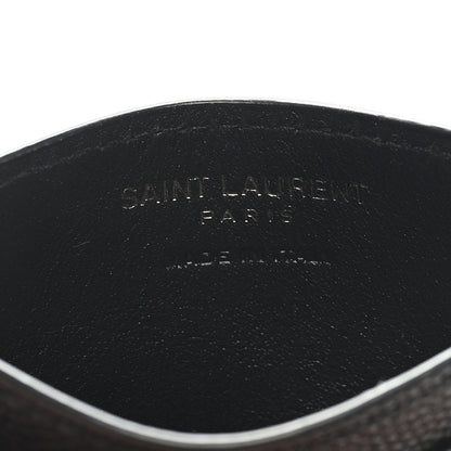 Saint Laurent Grain De Poudre Matelasse Chevron Monochrome Monogram Credit Card Case Black 6 of 6