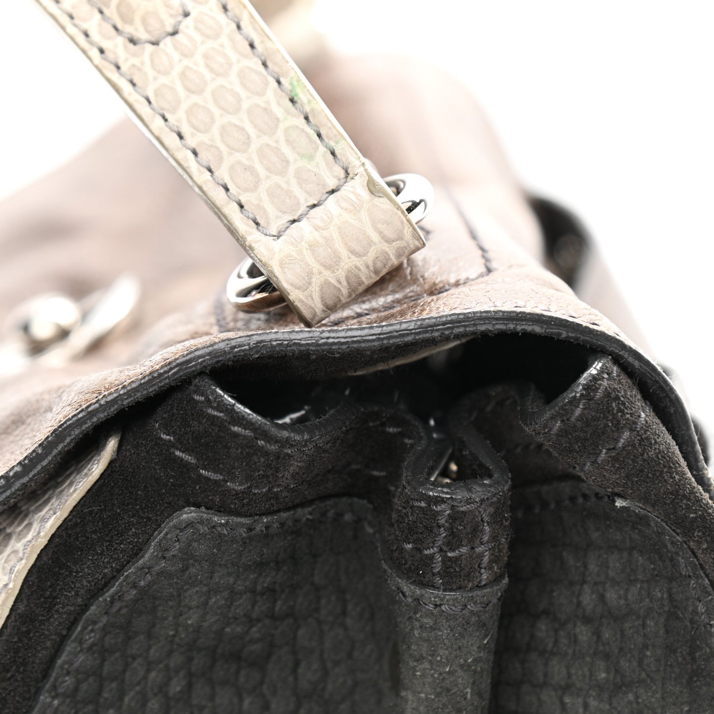 Calfskin Lizard Embossed Medium Muse Two Brown