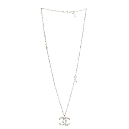 Chanel Crystal Pearl CC Pendant Necklace Gold Pink 3 of 5