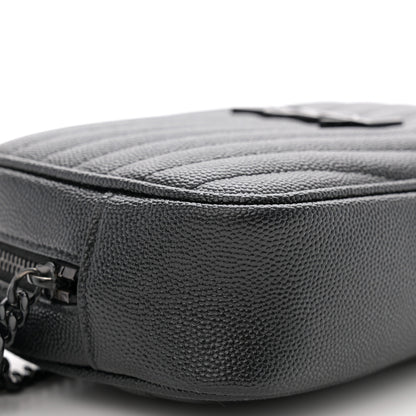 Saint Laurent Grain De Poudre Matelasse Monochrome Monogram Mini Lou Camera Bag Black 9 of 10
