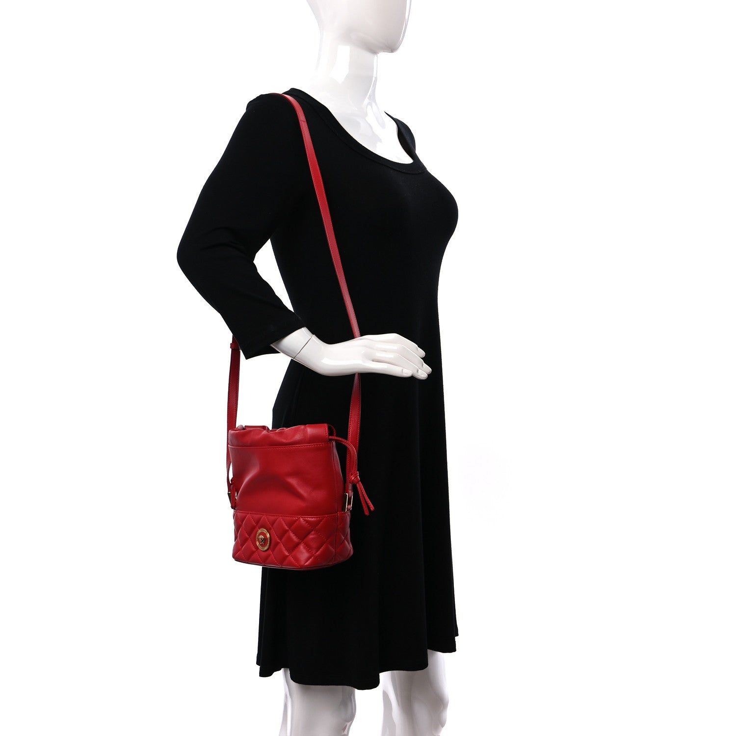 Versace Nappa Quilted Medusa Bucket Bag Red 2 of 9