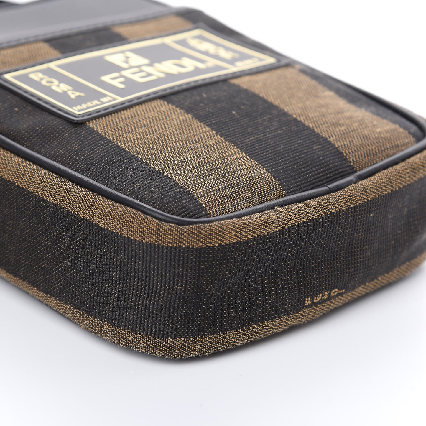 Jacquard Vitello Century Pequin Logo Plate Small Crossbody Messenger Tobacco Moro Black