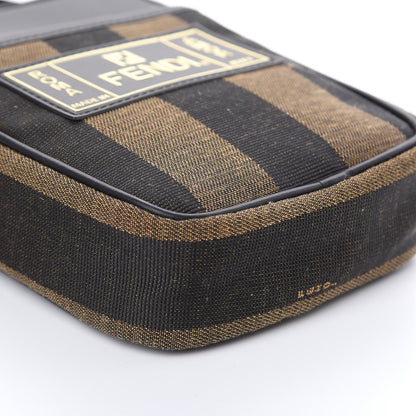 Fendi Jacquard Vitello Century Pequin Logo Plate Small Crossbody Messenger Tobacco Moro Black 7 of 9