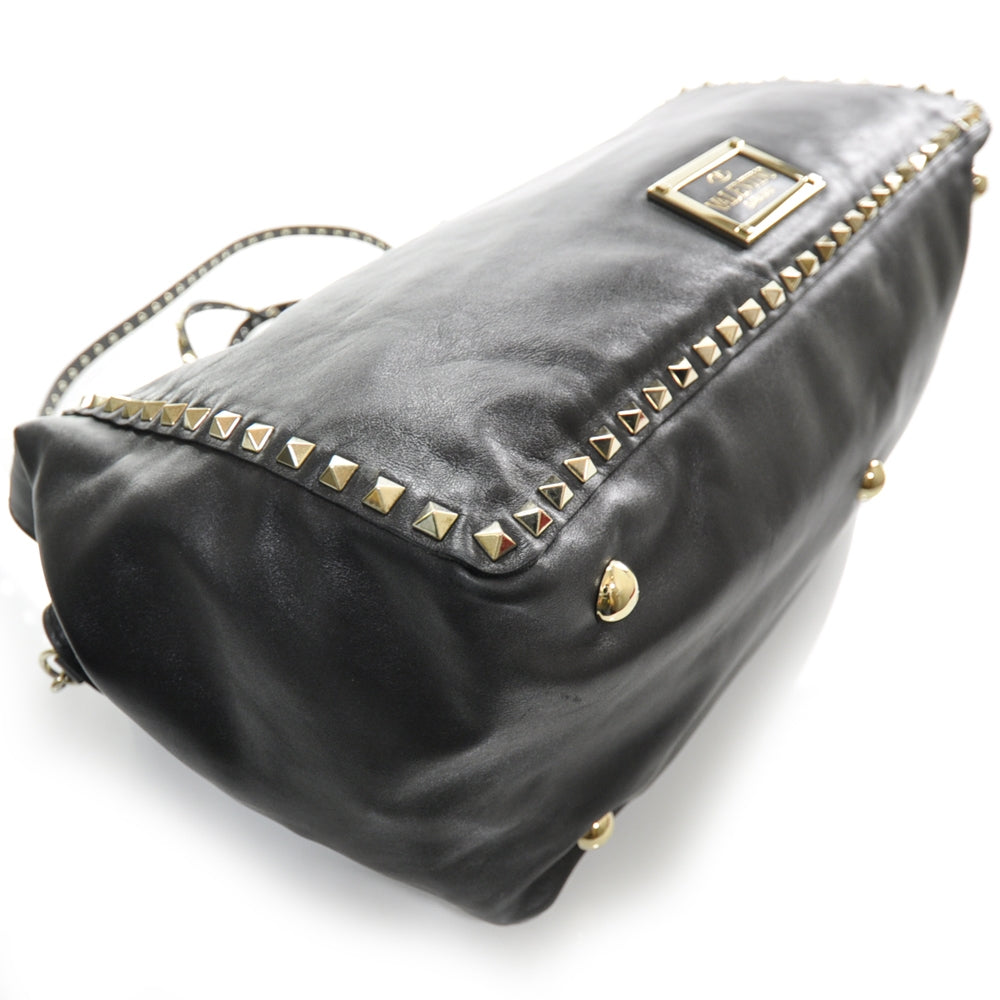 Valentino Garavani Leather Rockstud Tote Black 6 of 12