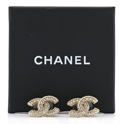 Chanel Crystal Timeless CC Earrings Light Gold 5 of 5