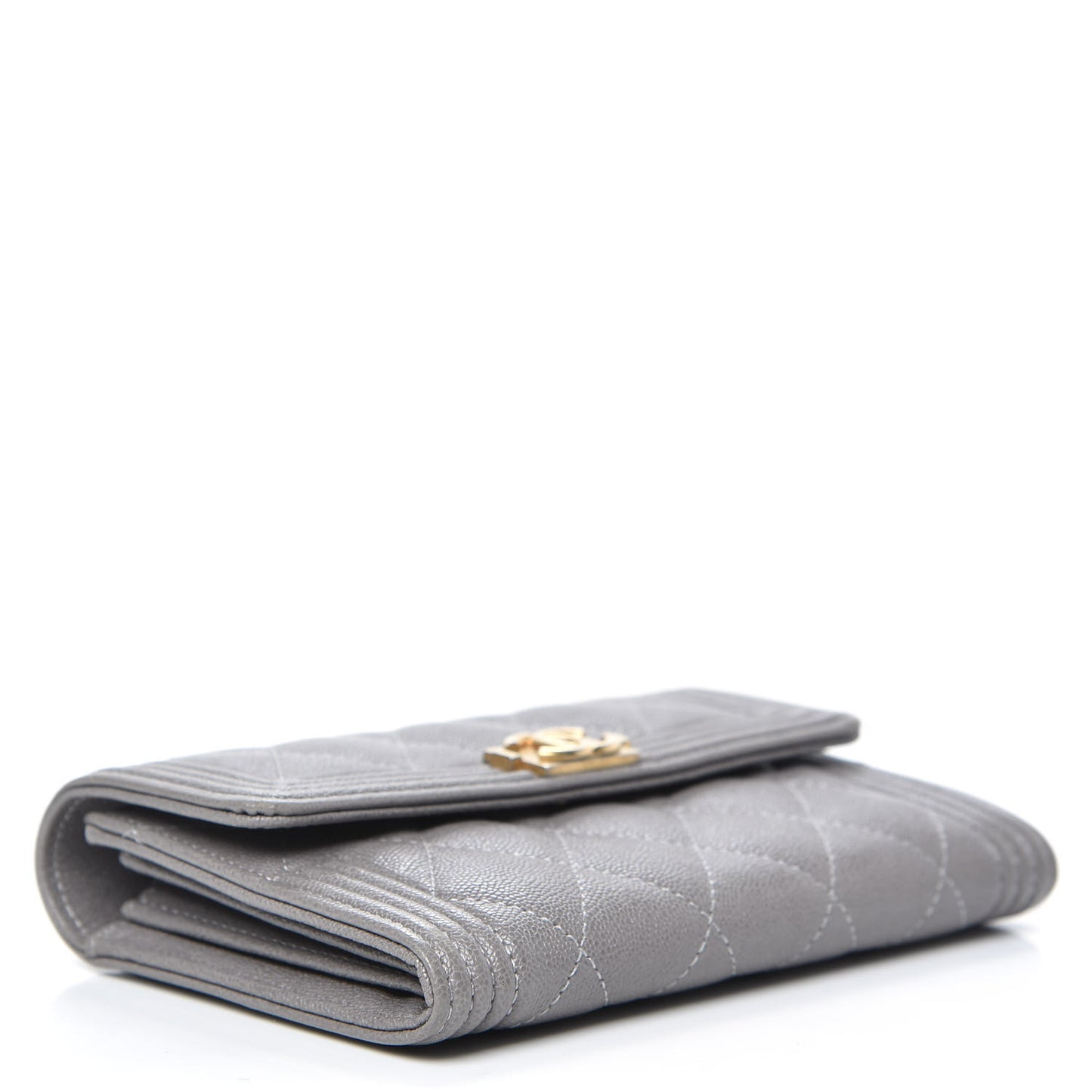 Caviar Quilted Medium Boy Flap Wallet Grey